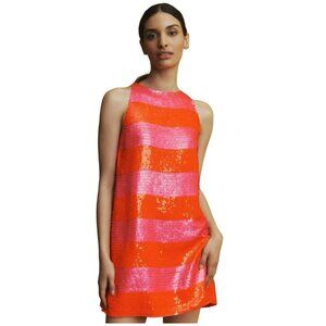 Anthropologie $598 Mac Duggal Sleeveless Sequin Striped Mini Dress NEW